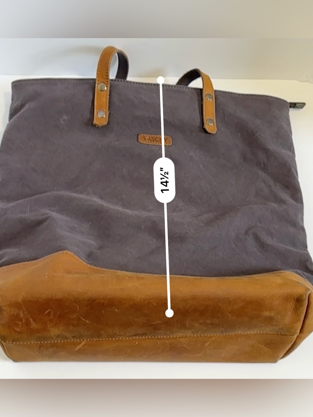 VASCHY Leather Canvas Vintage Tote Bag - Picture 7 of 12